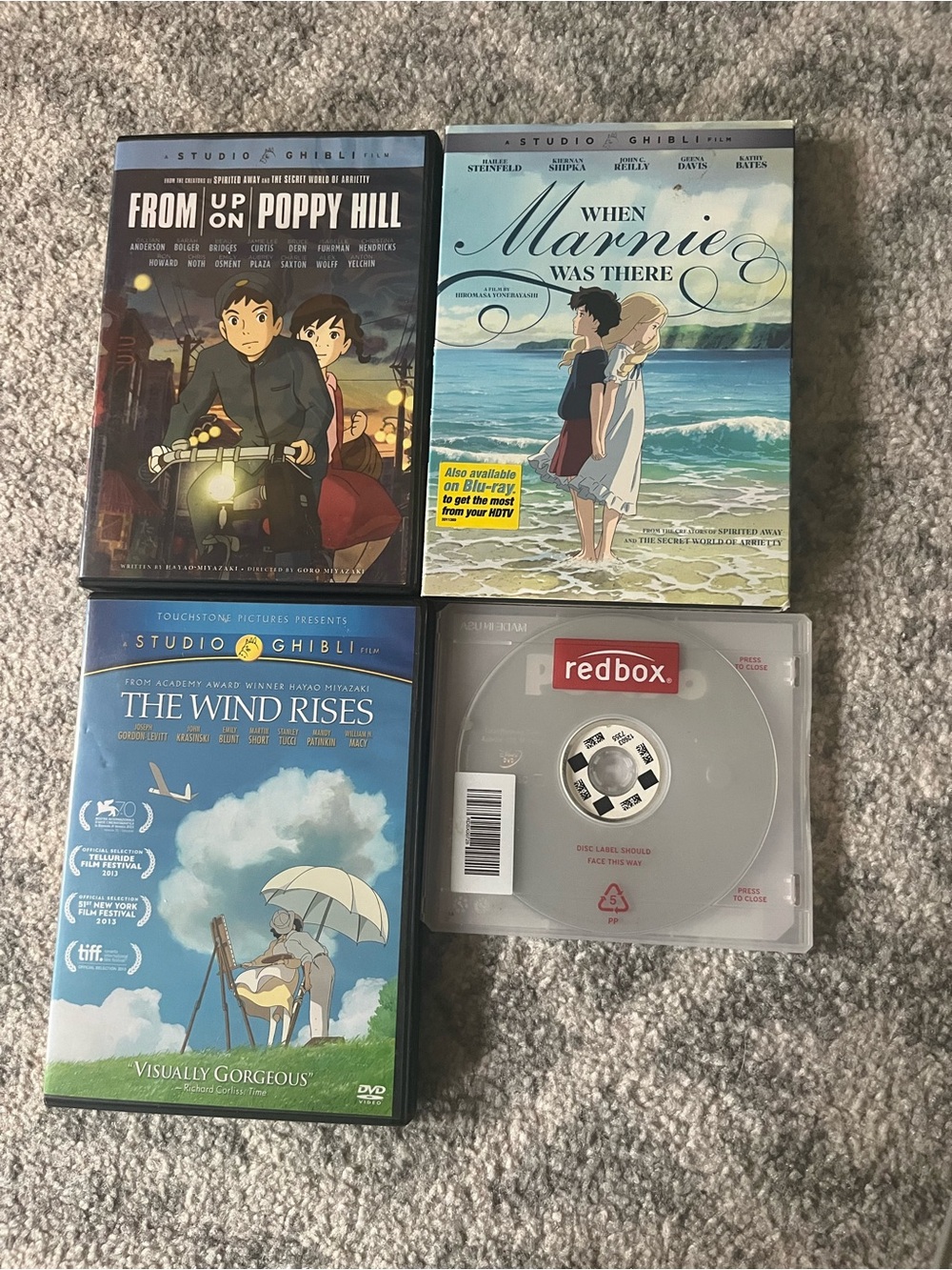 Studio Ghibli Anime DVD Lot of 4 Ponyo, The Wind Rises, Marnie Poppy Hill